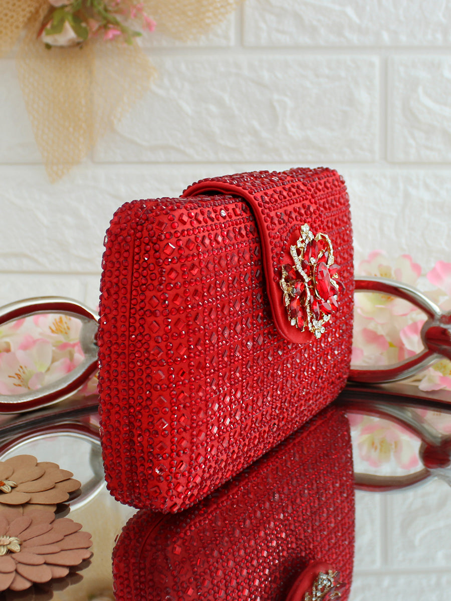 Luxury Genuine Leather Handbag Elegant Red Wedding Bridal - Temu